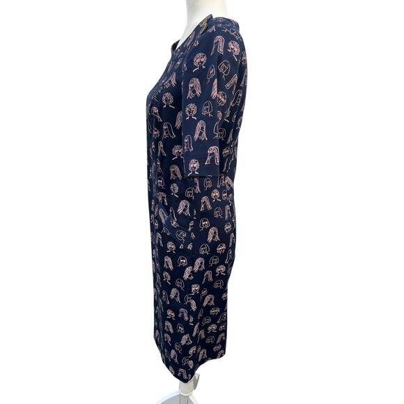 Boden Iona Chit Chat Button Detail Sheath Dress Women's Size 4L Blue - Picture 2 of 5